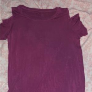 Purple open shoulder shirt
